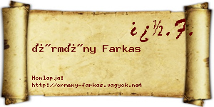 Örmény Farkas névjegykártya